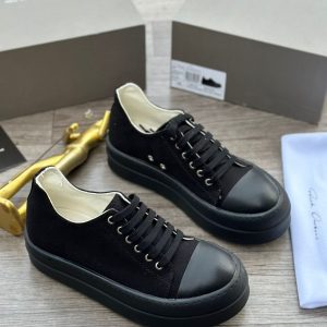 Rick Owens DRKSHDW Black Canvas Platform Low Sneakers
