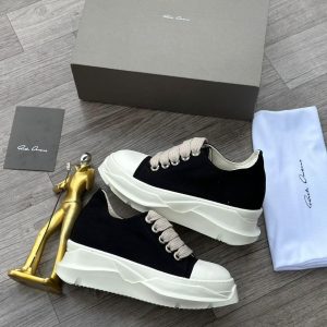 Rick Owens Black Canvas Bumper Sole Low Sneakers